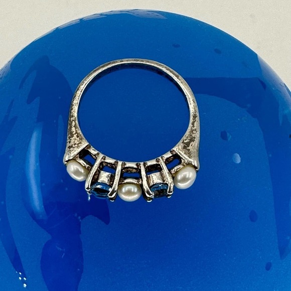 Pearl and Spinel Sterling Silver ring Size 6 - Picture 6 of 9